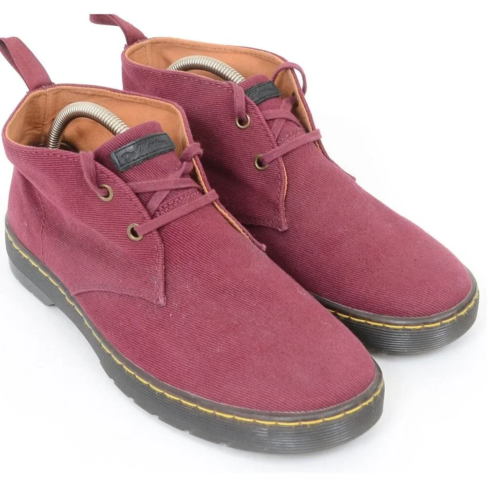 Dr. Martens Men's 9 WMNS 10 Mayport Overdyed Twill Canvas Lace Low Boots Oxblood